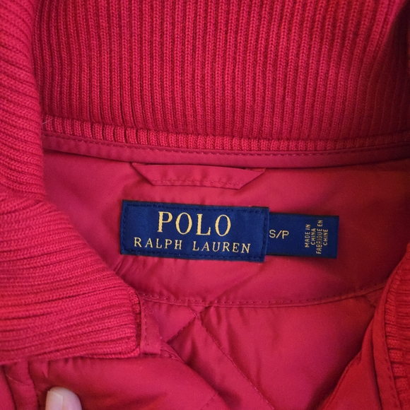 Polo Ralph Lauren Red Equestrian Quilted Vest Suede Trim Embroidered Crest - Picture 3 of 12